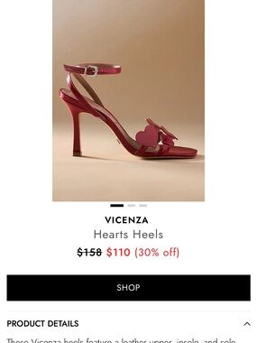 Vicenza Red Heart-Accent Ankle-Strap Heels